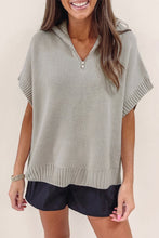 Load image into Gallery viewer, Light Grey Quarter Zip Short Batwing Sleeve Sweater
