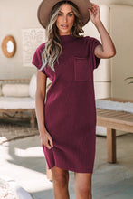 Load image into Gallery viewer, Red Dahlia Patch Pocket Ribbed Knit Short Sleeve Sweater Dress
