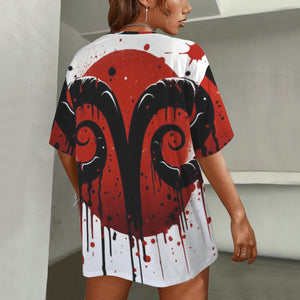 Aries Round Neck Loose T-Shirt (Inky Splatter) 4