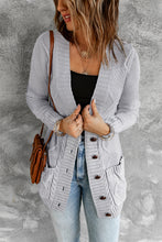Load image into Gallery viewer, Blue Front Pocket and Buttons Closure Cardigan
