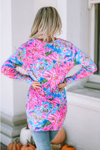 Load image into Gallery viewer, Pink Flower Print Long Sleeve Button Up Cardigan
