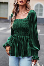 Load image into Gallery viewer, Pink Smocked Ribbed Velvet Babydoll Top
