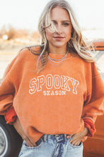 Load image into Gallery viewer, Orange SPOOKY SEASON Embroidered Letter Graphic Twisted Ribbed Sweatshirt
