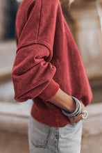 Load image into Gallery viewer, Brown Drop Shoulder Crew Neck Pullover Sweatshirt
