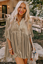 Load image into Gallery viewer, Chestnut 3/4 Sleeve Tunic Babydoll Velvet Shirt
