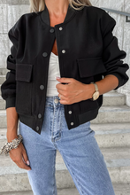 Load image into Gallery viewer, Black Big Pockets Baseball Collar Jacket
