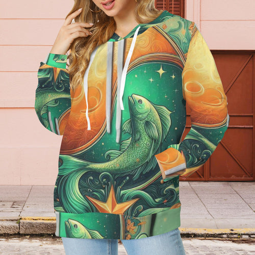 Design 649303716 Pisces Women's Drawstring Pocket Hoodie