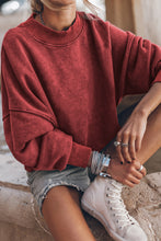 Load image into Gallery viewer, Brown Drop Shoulder Crew Neck Pullover Sweatshirt
