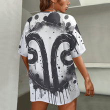Load image into Gallery viewer, Capricorn Round Neck Loose T-Shirt (Inky Splatter) 3
