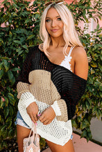 Load image into Gallery viewer, Multicolor Color Block Eyelet Long Sleeve Twisted Back Knit Top
