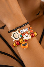 Load image into Gallery viewer, Orange 4pcs Halloween Ghost Spider Web Beaded Bracelet Set
