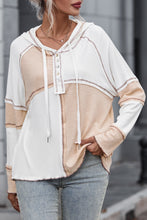 Load image into Gallery viewer, Gray Colorblock Seamed Ribbed Henley Hoodie
