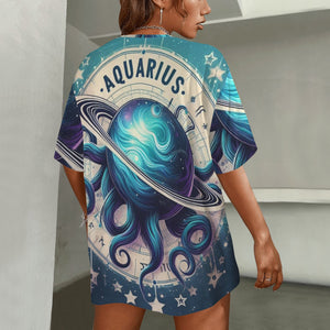 Aquarius (4) Round Neck Loose T-Shirt