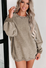 Load image into Gallery viewer, Green Solid Ribbed Knit Round Neck Pullover Sweatshirt
