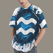 Load image into Gallery viewer, Aquarius Round Neck Loose T-Shirt (Inky Splatter) 3
