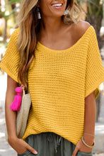 Load image into Gallery viewer, Red Clay Solid Loose Knit Short Dolman Sleeve Sweater
