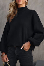 Load image into Gallery viewer, Gray Turtleneck Drop Shoulder Bubble Sleeve Knit Sweater
