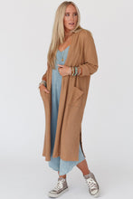 Load image into Gallery viewer, Chestnut Long Waffle Knit Cardigan with Pockets
