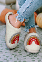Load image into Gallery viewer, Bright White Rainbow Plush Winter Home Slippers
