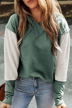 Load image into Gallery viewer, Mist Green Contrast Sleeves Patchwork Colorblock Hoodie
