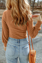 Load image into Gallery viewer, Rose U Neck Textured Long Sleeve Top
