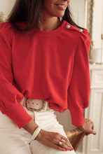 Load image into Gallery viewer, Fiery Red Button Tab Detail Long Sleeve Top
