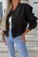 Load image into Gallery viewer, Black Big Pockets Baseball Collar Jacket
