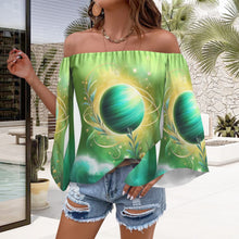 Load image into Gallery viewer, Design 866160208 Pisces Off Shoulder Trumpet Sleeve Blouse

