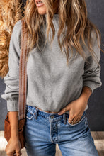 Load image into Gallery viewer, Gray Turtleneck Drop Shoulder Bubble Sleeve Knit Sweater
