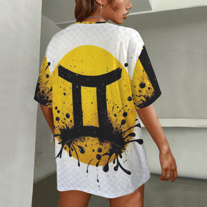 Gemini Round Neck Loose T-Shirt (Inky Splatter) 3