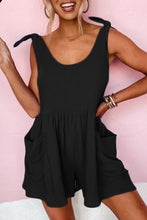 Load image into Gallery viewer, Blue Textured Knotted Straps High Waist Wide Leg Romper
