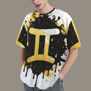 Gemini Round Neck Loose T-Shirt (Inky Splatter) 4