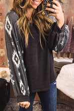 Load image into Gallery viewer, Black Western Print Patch Long Sleeve Top

