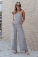 Load image into Gallery viewer, Black Patch Pockets Spaghetti Strap Wide Leg Jumpsuit
