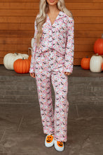 Load image into Gallery viewer, Pink Halloween Eve Haunted Honey Bat Print Pajama Set
