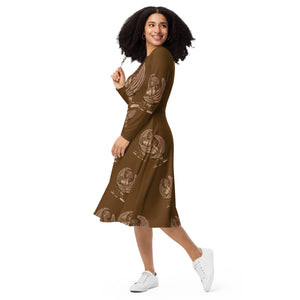 Virgo (G2) All-over print long sleeve midi dress