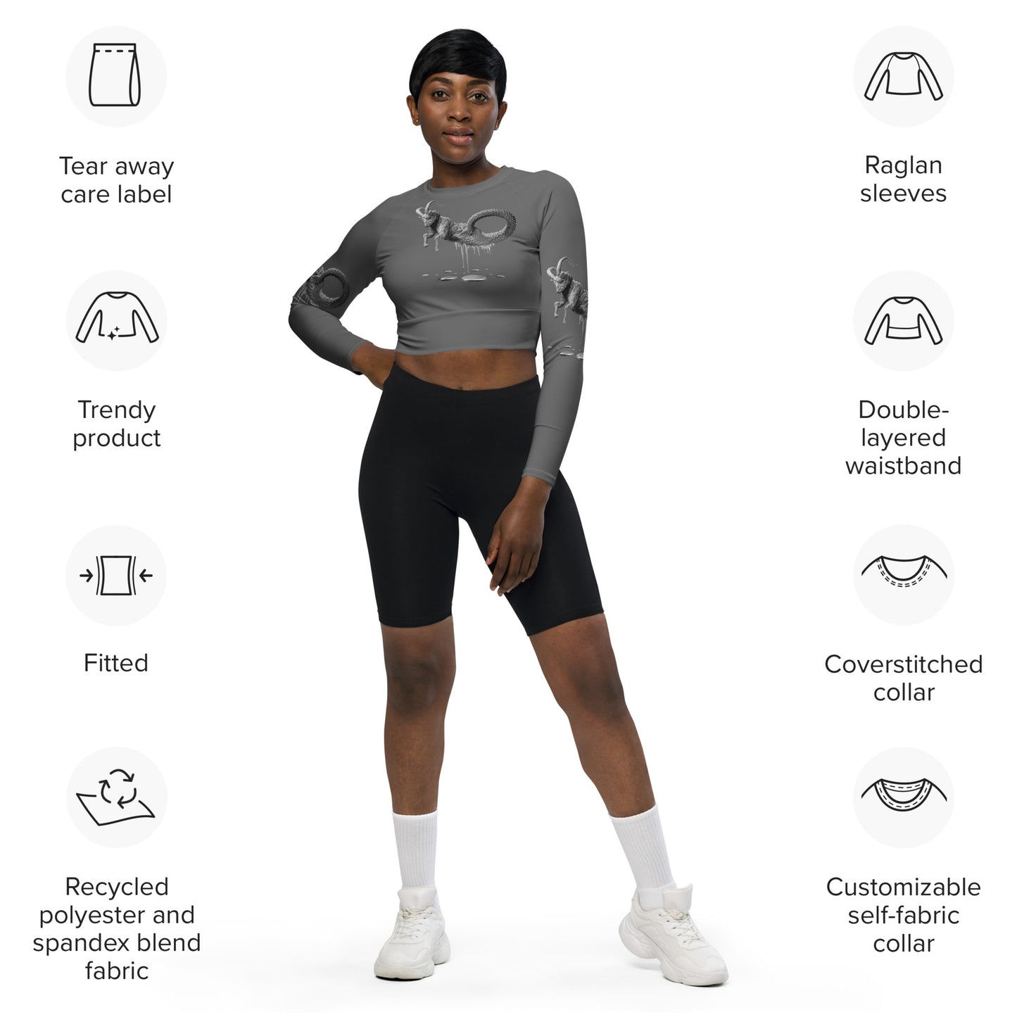 Capricorn (G2) Recycled long-sleeve crop top