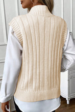 Load image into Gallery viewer, Oatmeal Cable Knit High Neck Sweater Vest
