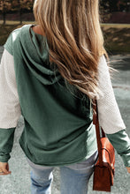 Load image into Gallery viewer, Mist Green Contrast Sleeves Patchwork Colorblock Hoodie
