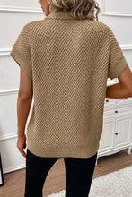 Load image into Gallery viewer, Black Turtleneck Textured Short Sleeve Sweater
