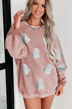Load image into Gallery viewer, Black Halloween Ghost Corded Crew Neck Loose Sweatshirt
