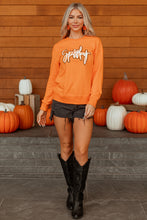 Load image into Gallery viewer, Grapefruit Orange Spooky Graphic Halloween Crew Neck Holiday Sweatshirt
