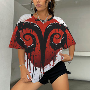 Aries Round Neck Loose T-Shirt (Inky Splatter) 4
