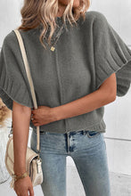 Load image into Gallery viewer, Blackish Green Mock Neck Batwing Short Sleeve Knit Sweater

