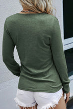 Load image into Gallery viewer, Mist Green Long Sleeve Snap Button Henley Top
