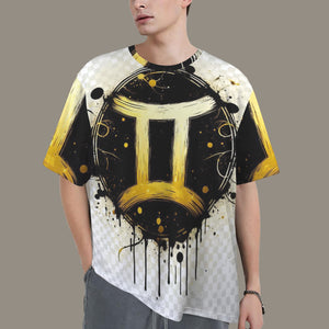 Gemini Round Neck Loose T-Shirt (Inky Splatter) 2