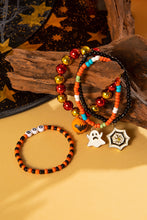Load image into Gallery viewer, Orange 4pcs Halloween Ghost Spider Web Beaded Bracelet Set
