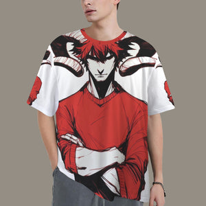 Aries Round Neck Loose T-Shirt (Rough Sketch) 3