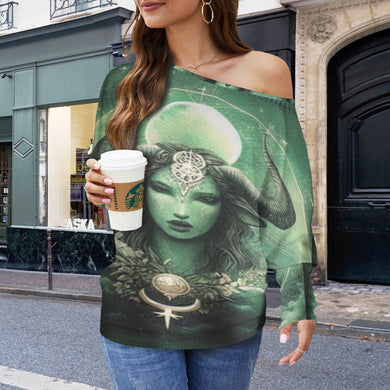 Designer (40) Taurus Casual Long Batwing Sleeve Off Shoulder Sweater