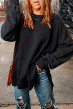 Load image into Gallery viewer, Gray Drop Shoulder Ribbed Trim Oversized Sweatshirt
